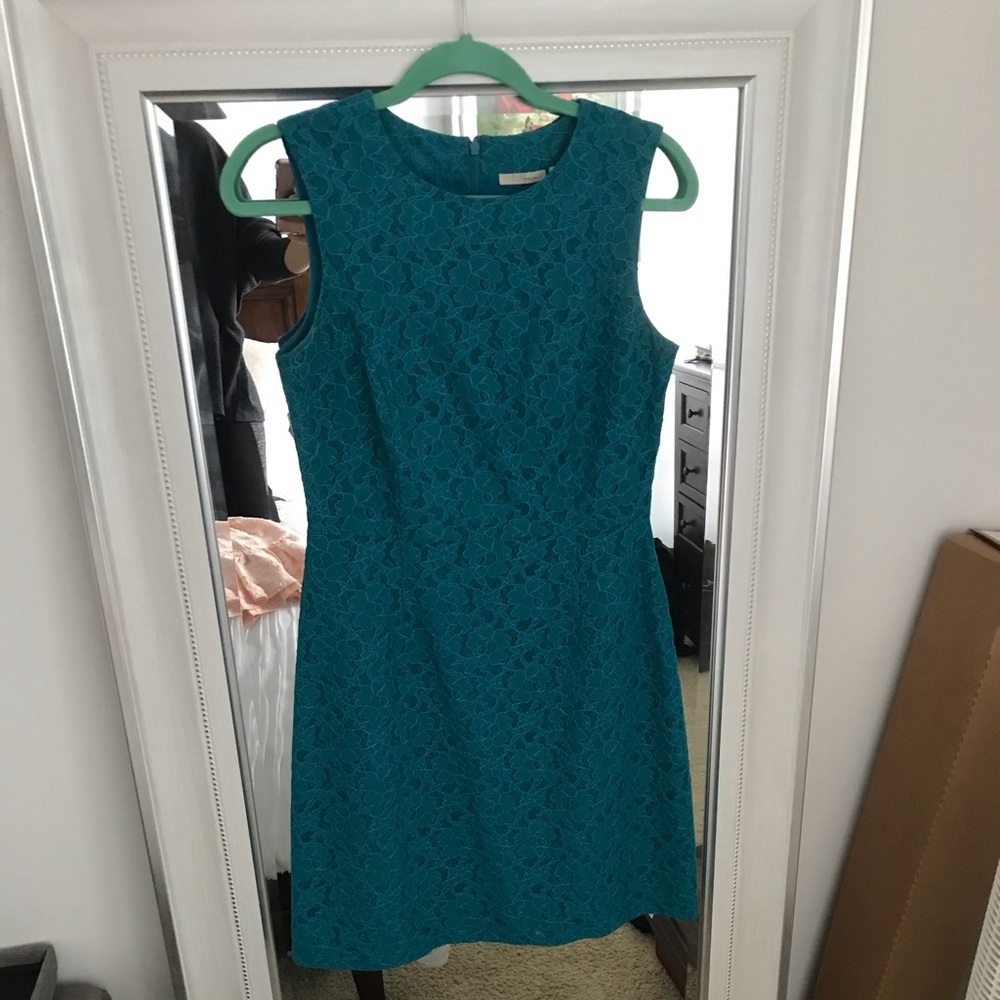 Halogen teal blue lace fit & flare dress